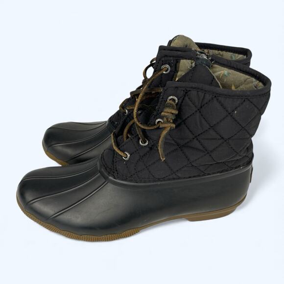 Sperry Women's Saltwater Quilted Duck Boots - Black Size 10 #STS94063 - Picture 3 of 8